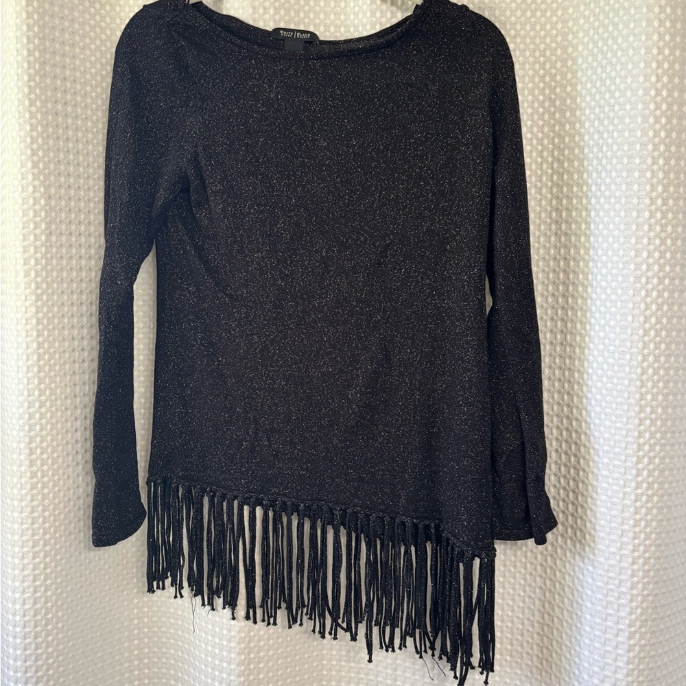 WHBM Sparkly Black Boho Top Size S